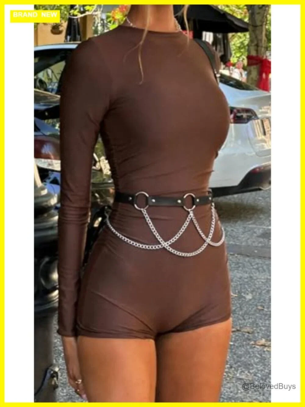 Women's Faux Leather Gothic Chain Waist Belt, Adjustable Punk Waist Belt with